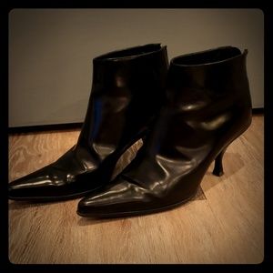 Prada Black Leather Booties